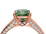Rose gold Fancy Green Princess  Cut Diamond Pave Band with Four-Prong Setting_4