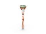 Rose gold Fancy Green Princess  Cut Diamond Ring with Baguette Side Stones, Channel Set Band, and Four-Prong Setting_2