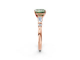 Rose gold Fancy Green Princess  Cut Diamond Ring with Baguette Side Stones, Channel Set Band, and Four-Prong Setting_26