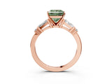 Rose gold Fancy Green Princess  Cut Diamond Ring with Baguette Side Stones, Channel Set Band, and Four-Prong Setting_27