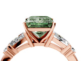 Rose gold Fancy Green Princess  Cut Diamond Ring with Baguette Side Stones, Channel Set Band, and Four-Prong Setting_28