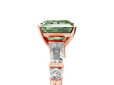 Rose gold Fancy Green Princess  Cut Diamond Ring with Baguette Side Stones, Channel Set Band, and Four-Prong Setting_29