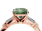 Rose gold Fancy Green Princess  Cut Diamond Ring with Baguette Side Stones, Channel Set Band, and Four-Prong Setting_4