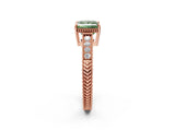 Rose gold Fancy Green Princess Cut Diamond Ring with Milgrain Pavé Band and Four-Prong Setting_22