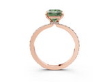 Rose gold Fancy Green Princess  Cut Diamond Ring with Pavé Band and Four-Prong Setting_3