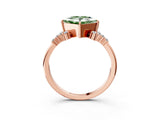 Rose gold Fancy Green Princess Cut Diamond Ring with Side Stones and Four-Prong Setting_44