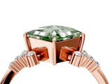 Rose gold Fancy Green Princess Cut Diamond Ring with Side Stones and Four-Prong Setting_45