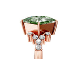 Rose gold Fancy Green Princess Cut Diamond Ring with Side Stones and Four-Prong Setting_46