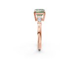 Rose gold Fancy Green Princess  Cut Diamond Ring with Tapered Baguette Side Stones in Four-Prong Setting_2