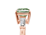 Rose gold Fancy Green Princess  Cut Diamond Ring with Tapered Baguette Side Stones in Four-Prong Setting_5