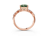 Rose gold Fancy Green Princess Cut Diamond Scattered Round Accent Ring with Prong Setting_15