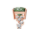 Rose gold Fancy Green Princess Cut Diamond Scattered Round Accent Ring with Prong Setting_17