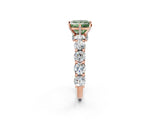 Rose gold Fancy Green Princess Cut Diamond Side Stone Engagement Ring with Four-Prong Setting_26