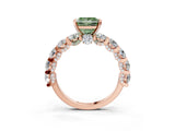 Rose gold Fancy Green Princess Cut Diamond Side Stone Engagement Ring with Four-Prong Setting_27
