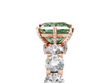 Rose gold Fancy Green Princess Cut Diamond Side Stone Engagement Ring with Four-Prong Setting_29
