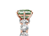 Rose gold Fancy Green Princess Cut Diamond Side Stone Engagement Ring with Four-Prong Setting_30