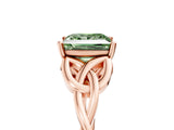 Rose gold Fancy Green Princess Cut Diamond Solitaire Celtic Knot Ring with Four-Prong Setting_27
