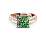 Rose gold Fancy Green Princess Cut Diamond Solitaire Engagement Ring with Cathedral Setting and Four-Prong Mount_24
