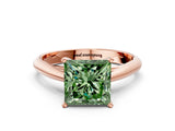 Rose gold Fancy Green Princess Cut Diamond Solitaire Engagement Ring with Cathedral Setting and Four-Prong Mount_72
