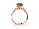 Rose gold Fancy Green Princess Cut Diamond Solitaire Engagement Ring with Cathedral Setting and Four-Prong Mount_75