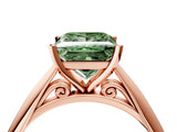 Rose gold Fancy Green Princess Cut Diamond Solitaire Engagement Ring with Cathedral Setting and Four-Prong Mount_76