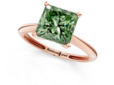 Rose gold Fancy Green Princess Cut Diamond Solitaire Engagement Ring with Classic Band and Four-Prong Setting_13