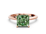 Rose gold Fancy Green Princess Cut Diamond Solitaire Engagement Ring with Classic Band and Four-Prong Setting_36