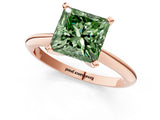 Rose gold Fancy Green Princess Cut Diamond Solitaire Engagement Ring with Classic Band and Four-Prong Setting_37