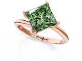 Rose gold Fancy Green Princess Cut Diamond Solitaire Engagement Ring with Four-Prong Setting and Classic Band_21