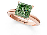 Rose gold Fancy Green Princess Cut Diamond Solitaire Engagement Ring with Round Band and Four-Prong Setting_91