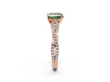 Rose gold Fancy Green Princess Cut Diamond Solitaire Engagement Ring with Twisted Pavé Band and Four-Prong Setting_35