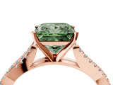 Rose gold Fancy Green Princess Cut Diamond Solitaire Engagement Ring with Twisted Pavé Band and Four-Prong Setting_37