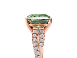 Rose gold Fancy Green Princess Cut Diamond Solitaire Engagement Ring with Twisted Pavé Band and Four-Prong Setting_38