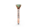 Rose gold Fancy Green Princess Cut Diamond Solitaire Pavé Engagement Ring with Round Band and Prong Setting_14