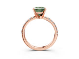 Rose gold Fancy Green Princess Cut Diamond Solitaire Pavé Engagement Ring with Round Band and Prong Setting_15