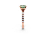 Rose gold Fancy Green Princess Cut Diamond Solitaire Pavé Engagement Ring with Round Band and Prong Setting_44