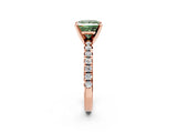 Rose gold Fancy Green Princess Cut Diamond Solitaire Pavé Engagement Ring with Round Band and Prong Setting_74
