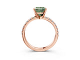 Rose gold Fancy Green Princess Cut Diamond Solitaire Pavé Engagement Ring with Round Band and Prong Setting_75