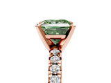 Rose gold Fancy Green Princess Cut Diamond Solitaire Pavé Engagement Ring with Round Band and Prong Setting_77