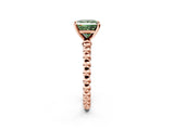 Rose gold Fancy Green Princess Cut Diamond Solitaire Ring with Beaded Band and Prong Setting_30