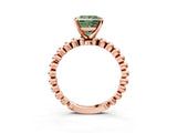 Rose gold Fancy Green Princess Cut Diamond Solitaire Ring with Beaded Band and Prong Setting_31