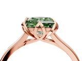 Rose gold Fancy Green Princess Cut Diamond Solitaire Ring with Flower Prong Setting and Classic Band_40
