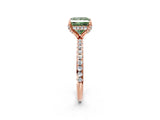 Rose gold Fancy Green Princess Cut Diamond Solitaire Ring with Four-Prong Setting and Pavé Band_5