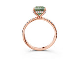 Rose gold Fancy Green Princess Cut Diamond Solitaire Ring with Four-Prong Setting and Pavé Band_6