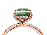 Rose gold Fancy Green Princess Cut Diamond Solitaire Ring with Four-Prong Setting and Pavé Band_7