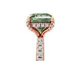 Rose gold Fancy Green Princess Cut Diamond Solitaire Ring with Four-Prong Setting and Pavé Band_8