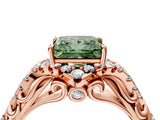 Rose gold Fancy Green Princess Cut Diamond Solitaire Ring with Hidden Halo and Pavé Band_31
