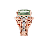 Rose gold Fancy Green Princess Cut Diamond Solitaire Ring with Hidden Halo and Pavé Band_32