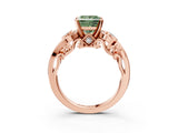Rose gold Fancy Green Princess Cut Diamond Solitaire Ring with Milgrain Pavé Band and Four-Prong Setting_20