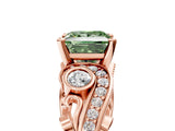 Rose gold Fancy Green Princess Cut Diamond Solitaire Ring with Milgrain Pavé Band and Four-Prong Setting_22